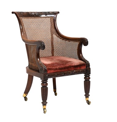 Lot 475 - A William IV Carved Mahogany Library Bergere,...