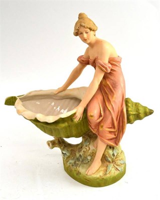 Lot 187 - Royal Dux figure, lady with shell