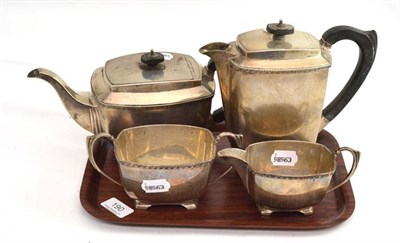 Lot 190 - Four piece silver tea and coffee service, Sheffield hallmarks (a.f.)