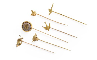 Lot 243 - Seven Novelty Stick Pins, comprising of three...