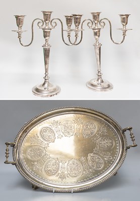 Lot 149 - A Pair of Victorian Silver Plate Three-Light...
