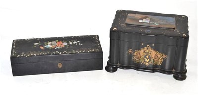 Lot 196 - A papier mache tea caddy and a glove box (2)