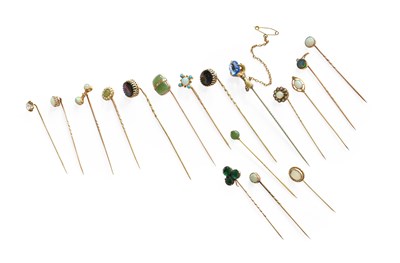 Lot 234 - Seventeen Stick Pins, of varying design,...
