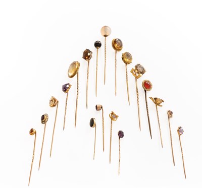 Lot 271 - Nineteen Stick Pins, of varying design,...