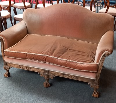 Lot 1218 - A 1920s Cottage Sofa, with carved mahogany...