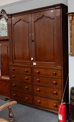 Lot 1371 - A George III Oak Housekeeper's Cupboard, with...