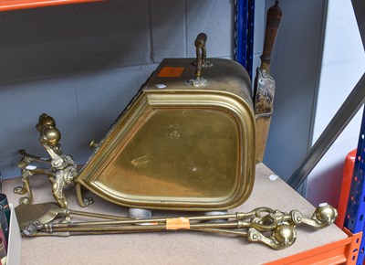 Lot 1264 - A 19th Century Brass Coal Bucket, together...