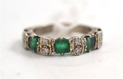 Lot 225 - Emerald and diamond ring, stamped '18CT'