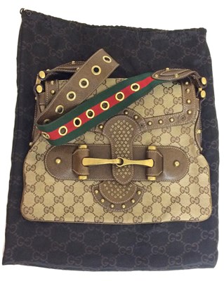 Lot 1001 - Gucci Pelham Monogram Canvas Shoulder Bag with...