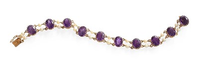 Lot 314 - A 9 Carat Gold Amethyst and Cultured Pearl...