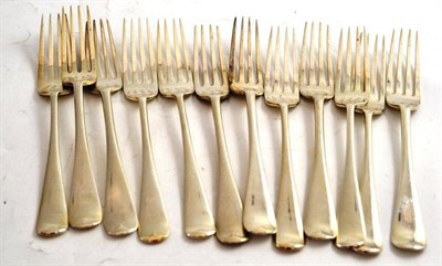 Lot 231 - A set of twelve Hanoverian pattern silver forks, London 1902