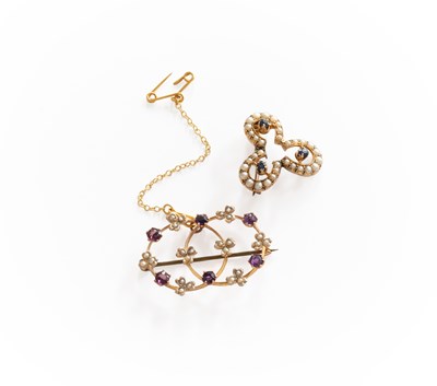 Lot 312 - A Sapphire and Split Pearl Trefoil Motif...