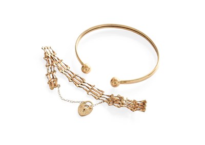 Lot 313 - A 9 Carat Gold Torque Bangle (a.f.); and A 9...
