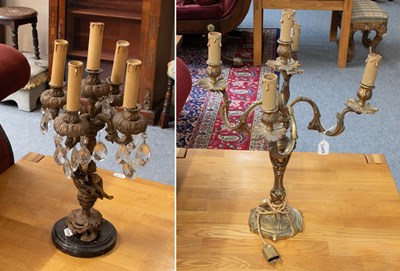 Lot 1217 - A Bronze Five Branch Candelabrum With Faceted...