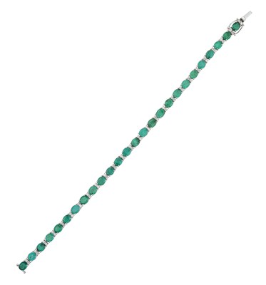 Lot 2219 - An Emerald and Diamond Bracelet the twenty-six...