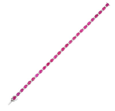Lot 2253 - A Ruby and Diamond Bracelet the twenty-six...