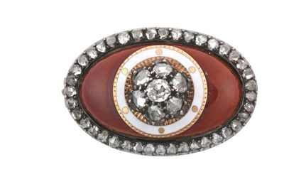 Lot 2258 - A Victorian Enamel and Diamond Brooch the red...