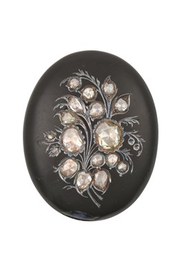 Lot 2264 - An Enamel and Diamond Mourning Brooch the oval...