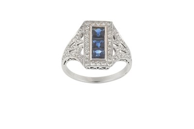 Lot 2368 - An Art Deco Style Sapphire and Diamond Ring...
