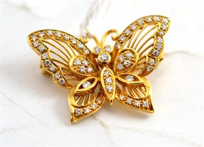 Lot 242 - An 18ct gold diamond set butterfly brooch