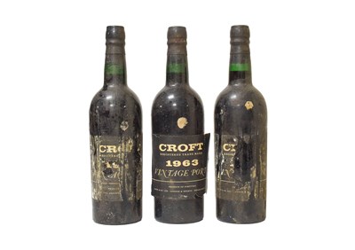 Lot 3058 - Croft 1963 Vintage Port (three bottles)