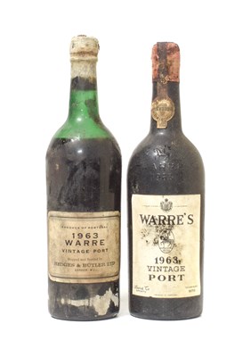 Lot 3077 - Warre's 1963 Vintage Port (two bottles)