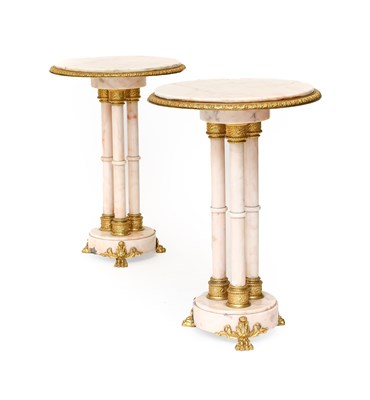 Lot 464A - A Pair Gilt Metal-Mounted Marble Lamp Tables,...