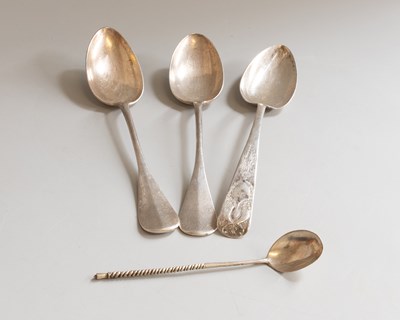 Lot 143 - Four Various Continental Silver Spoons,...