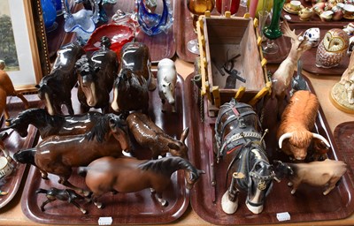 Lot 425 - Beswick Horses, including Cantering Shire and...