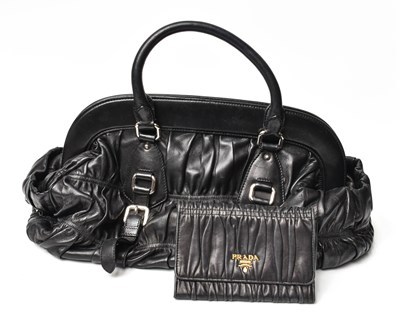 Lot 1060 - Prada Gaufre Black Leather Handbag,...