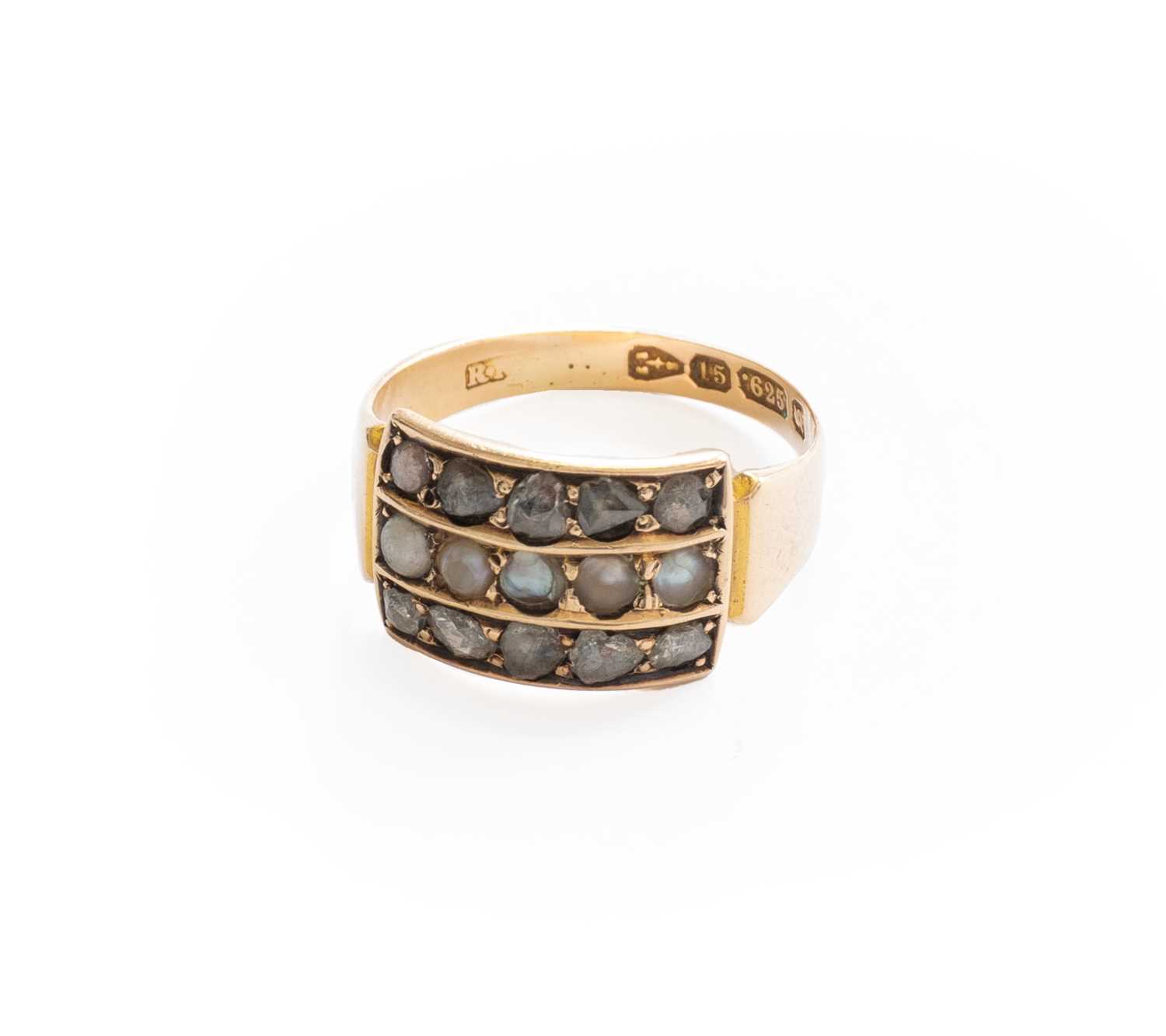 Lot 302 - A 15 Carat Gold Split Pearl and Diamond Ring,...