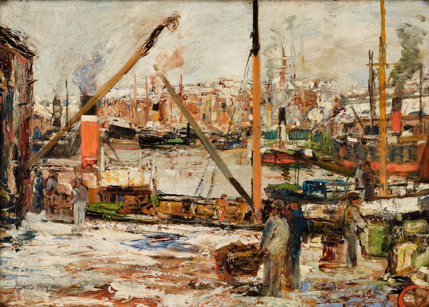 Lot 21 - James Kay RSA, RSW (1858-1942) "Kingston Dock"...