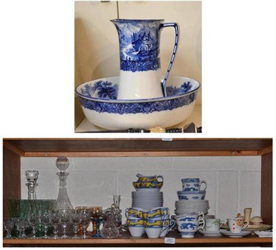 Lot 267 - A shelf including a Czechoslovakian tea service; Booths dragon decorated tea set; a Royal...