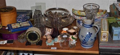 Lot 269 - Quantity of old tins, ornamental items, etc (on one shelf)