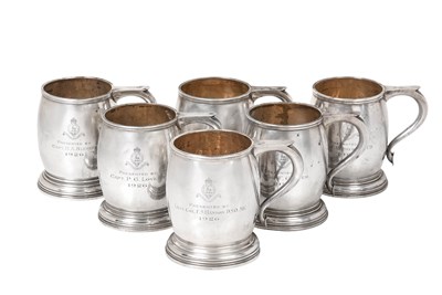 Lot 2171 - A Set of Six George V Silver Mugs