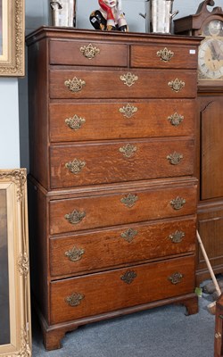 Lot 1376 - A George III Oak Chest on Chest, Late 18th...