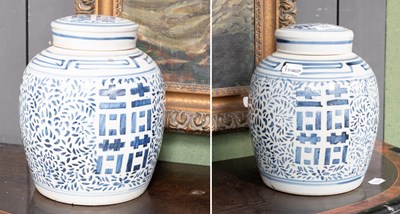 Lot 505 - A Near Pair of 20th Century Chinese Blue and...