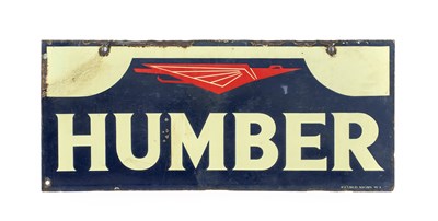 Lot 759 - HUMBER: A Double-Sided Enamel Advertising Sign,...