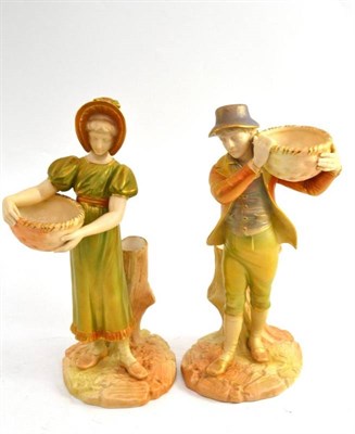 Lot 285 - Pair of Royal Worcester ";Shot Enamels"; figures