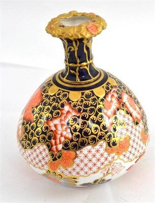 Lot 286 - Royal Crown Derby fluted globular vase with foliate moulded rim