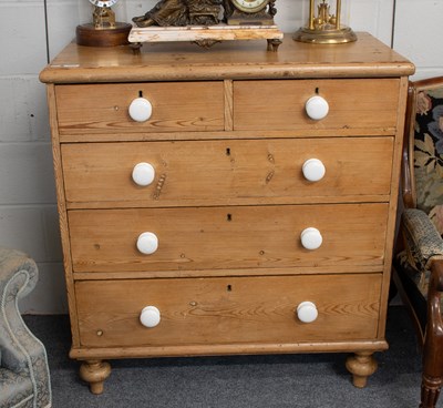 Lot 1220 - A Victorian Pine Chest of Drawers, straight...