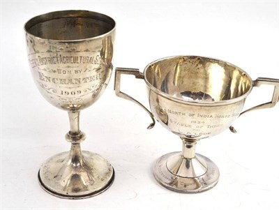 Lot 292 - Two silver trophy cups: 'Leek & District Agricultural Society' and 'Great North of India Horse...