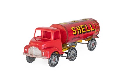 Lot 708 - A Shell Tin Clockwork Toy Petrol Tank,...