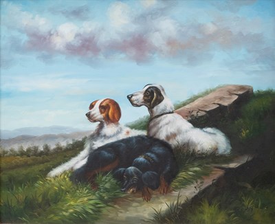 Lot 1211 - G* Roy (Contemporary) Gun dogs at rest Signed,...