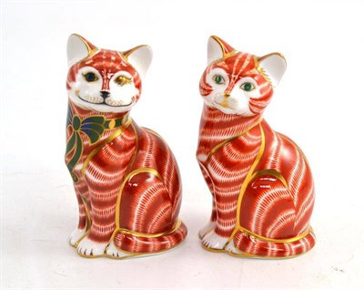 Lot 297 - Two Royal Crown Derby Imari paperweights - Cheshire Cat and Ginger Tom