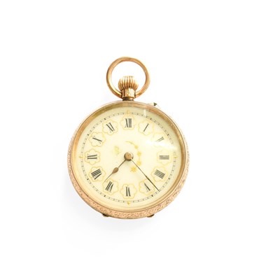 Lot 338 - A Lady's 14 Carat Gold Fob Watch, case stamped...
