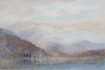Lot 1025 - Albert Stevens (1863-1925) "Lake Como" Signed,...