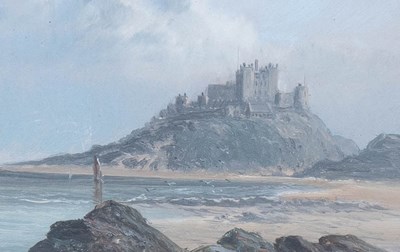 Lot 1040 - A* Graham (19th century) "Bamburgh Castle"...