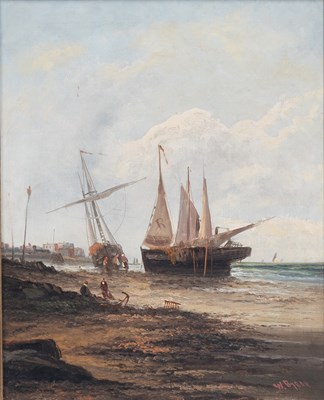 Lot 1036 - W Byron (19th century) Coastal scene with...