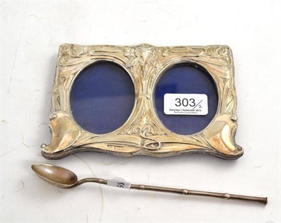 Lot 303 - An Art Nouveau silver fronted twin photograph frame and a Chinese export silver knickerbocker glory